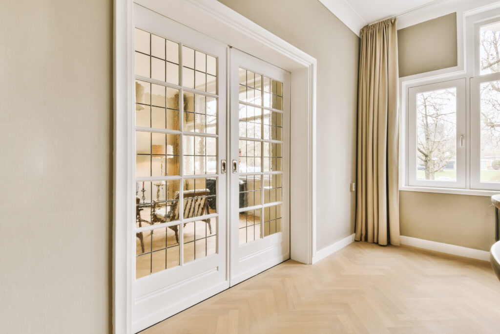 Interior doors separate spaces while keeping an open, airy feeling.